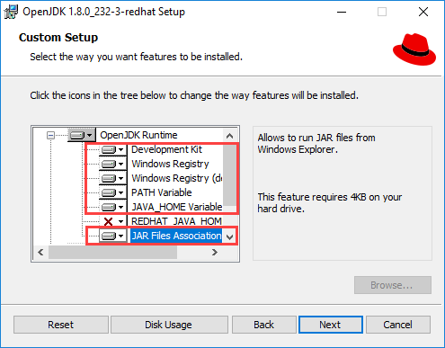 OpenJDK-Installationsoptionen