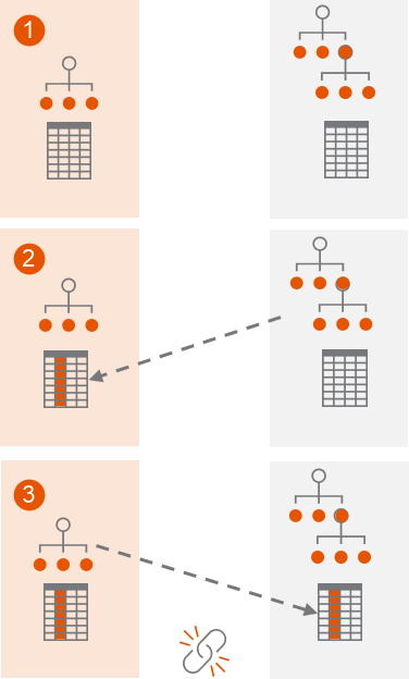 Link Modeled Sheets Different Org Structures Diagram 