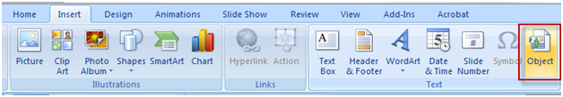 在 PowerPoint 中插入 Excel 对象