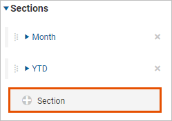 Plus icon to add new sections