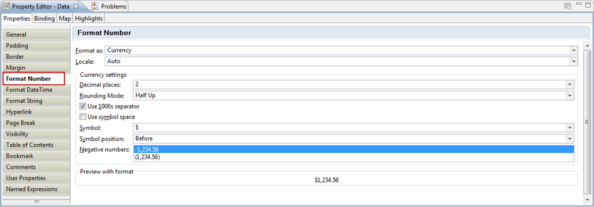 Screenshot of the Format Number tab.