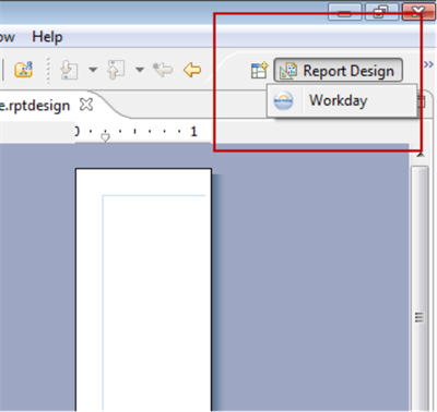 Image of the Report Design perspective, located at the upper right of the screen.