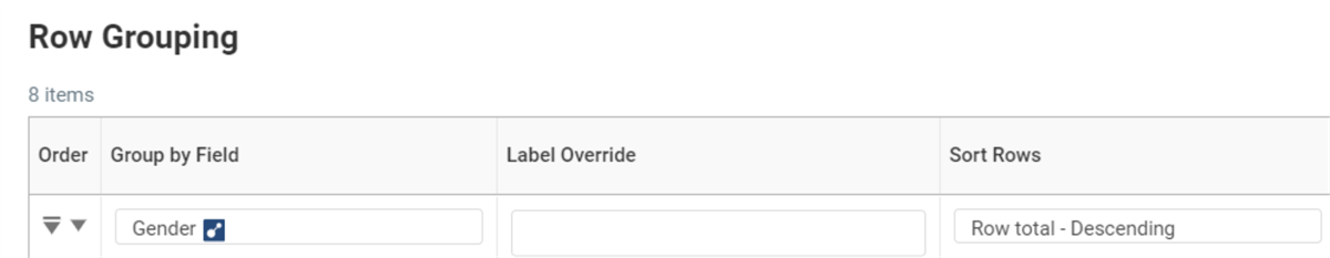 Screenshot of row grouping.