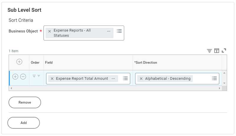 Screenshot of the Sub Level Sort section.