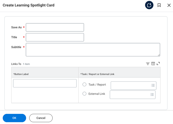 screenshot of the Create Learning Spotlight Card task.