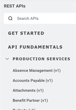 The sidebar showing expandable categories.