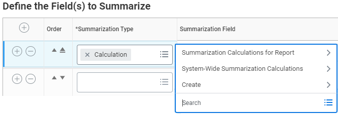 Calculation Summarization Type 'Calculation' selected.