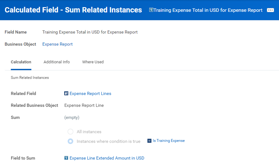 Example of a Sum Related Instances field.