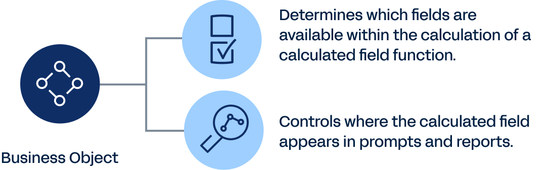 Graphic representation of a business object's purpose within the calculation of a calculated field function.