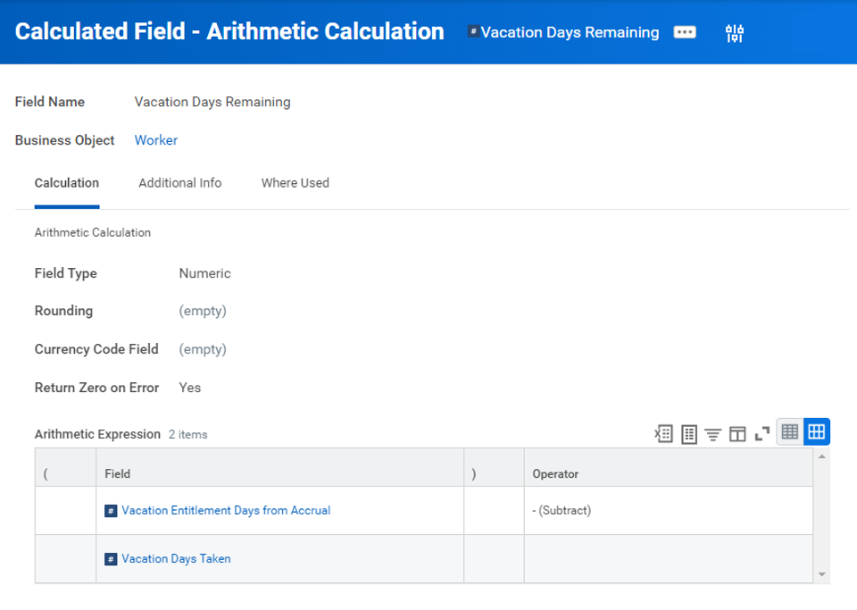 Example of an Arithmetic Calculation field.