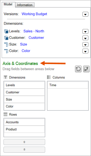 Axis and Coordinates section of Planning pane with a cubed sheet