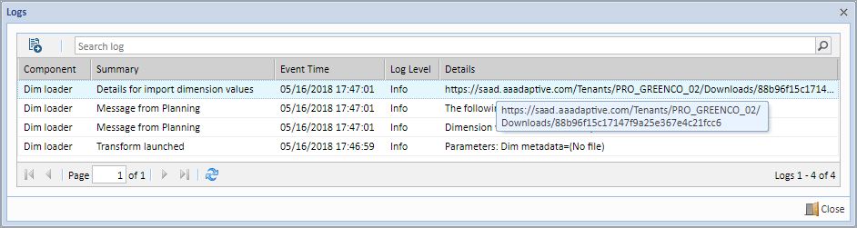 Planning Dimension Loader Details for Import Dimension Values