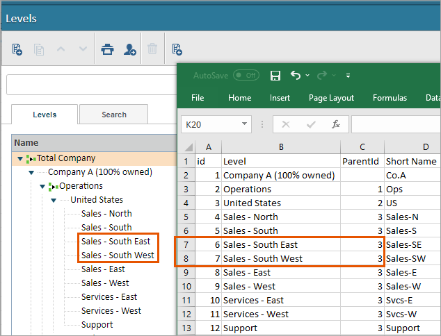 CRM Planning Dimension Loader - Reparent Dimension Values Example