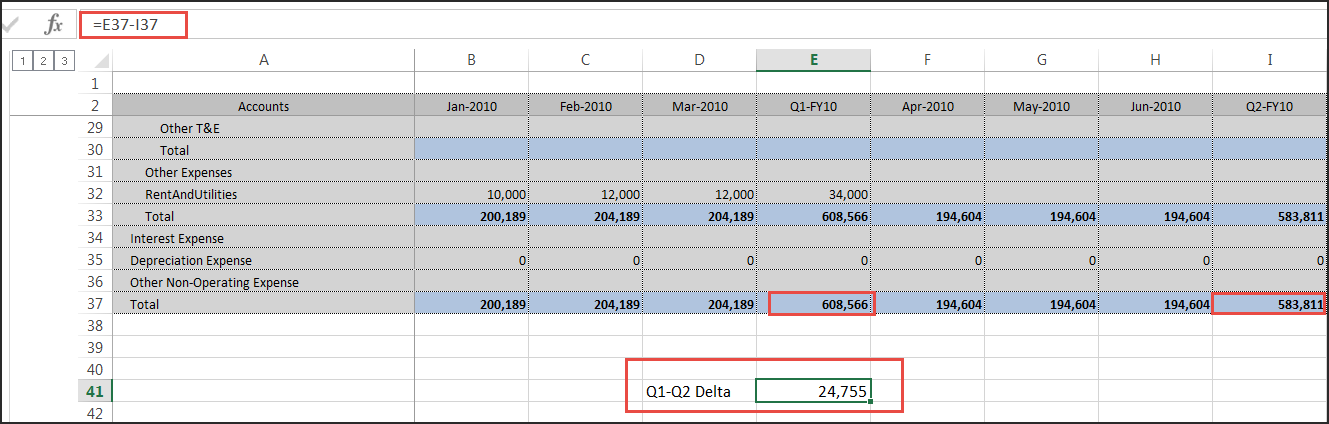 Example of an Excel Formula Referencing Data from a Planning Cell Ranage