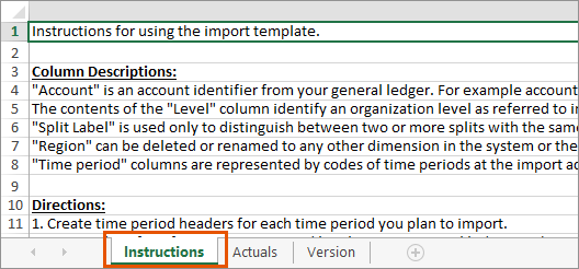 Import Template Instructions