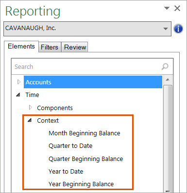 Common context elements available