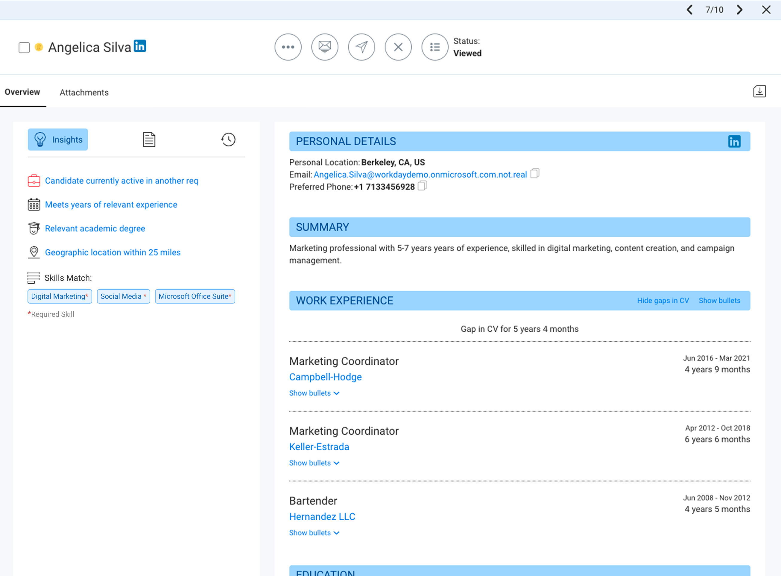 Skills Insights on Fetch Profile